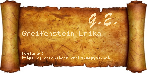 Greifenstein Erika névjegykártya